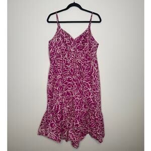 Flowy Boho Vacation Dress Midi Lightweight Beach Resort Summer Women Size XL